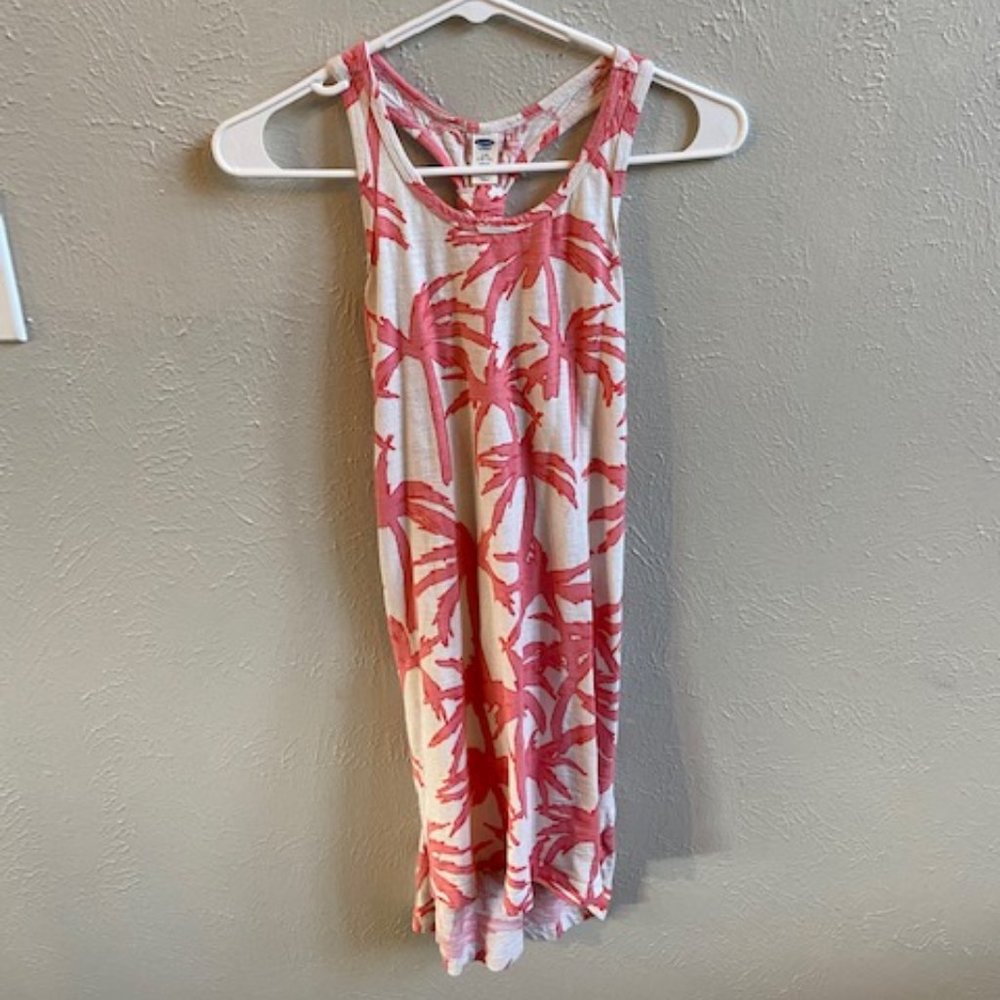 Pink and White Palm Tree Sun Dress